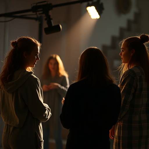 Acting students practicing scenes