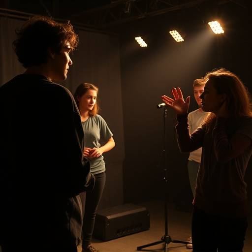 Acting students practicing scenes