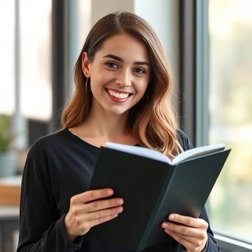 Instructor Emily Brown smiling while holding a script