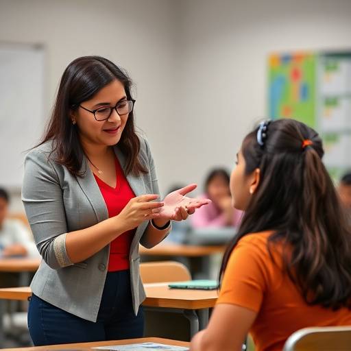 Instructor Sophia Garcia giving instructions to a student